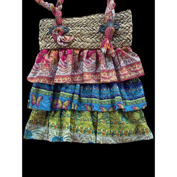 Cappelli Straworld Straw Tote Bag Multi-Color Beach Summer Boho Festival - Picture 3 of 9